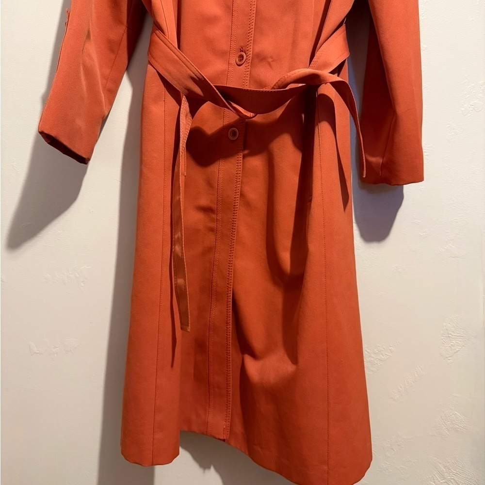 Stunning Vintage Forecaster of Boston Belted Trench Coat Burnt Orange Size 14 - Picture 7 of 16